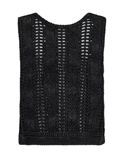 Mos Mosh Albanju Black Lace Knit Vest