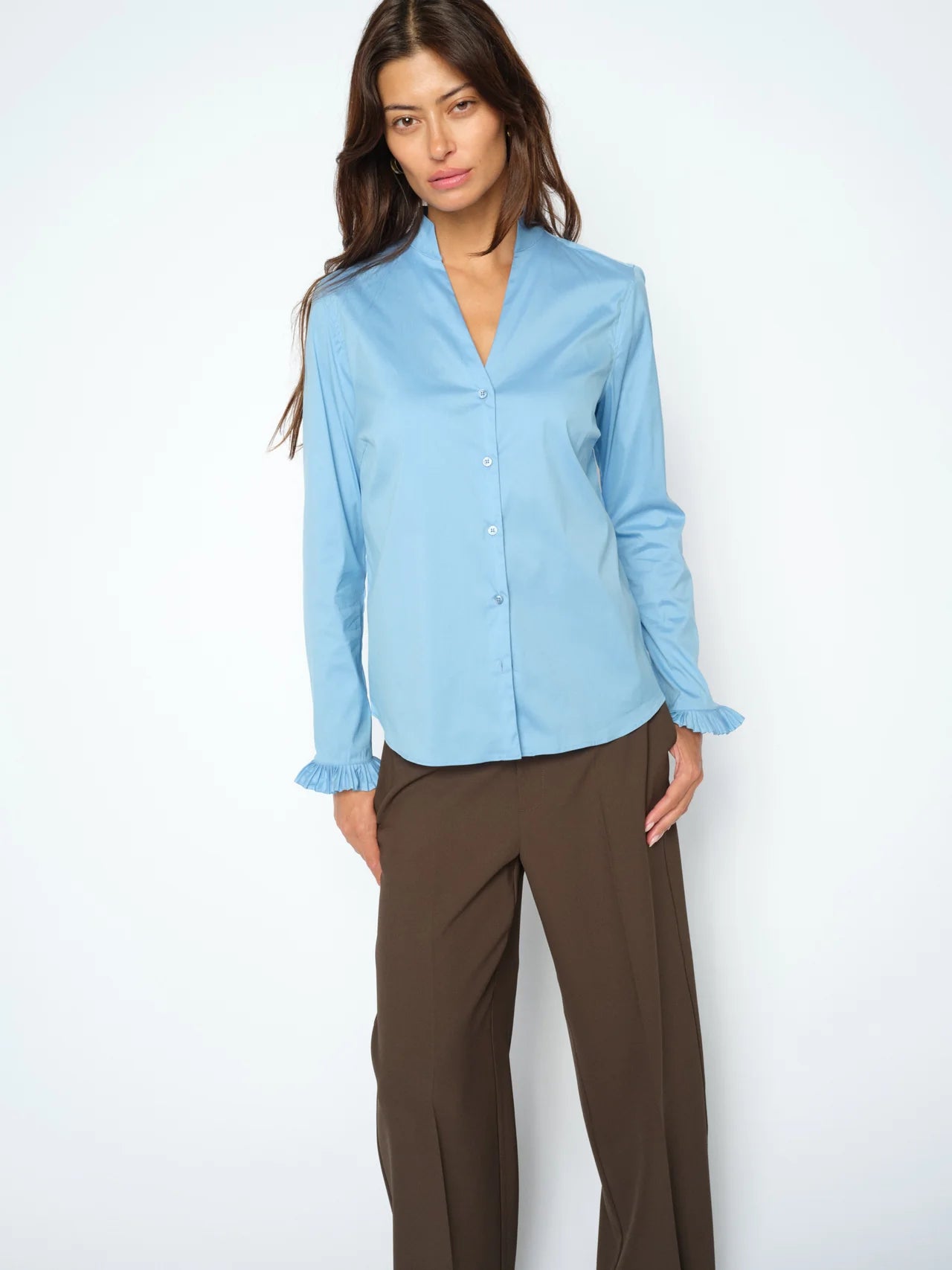 Mos Mosh Hassie Blue Pleat Shirt
