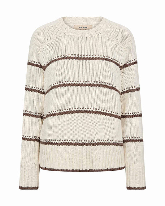 Mos Mosh Rola Bine Stripe Coffee Crew Neck Knit