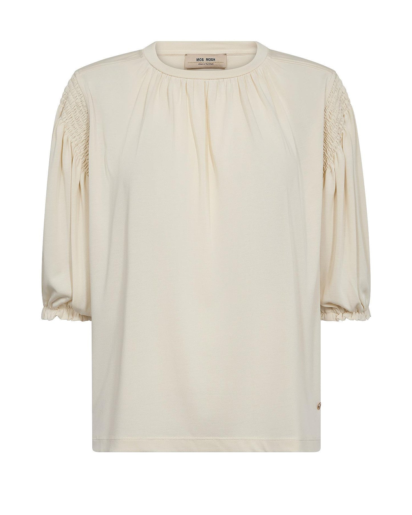 Mos Mosh Jewi 3/4 Sleeve O-neck Tee Ecru