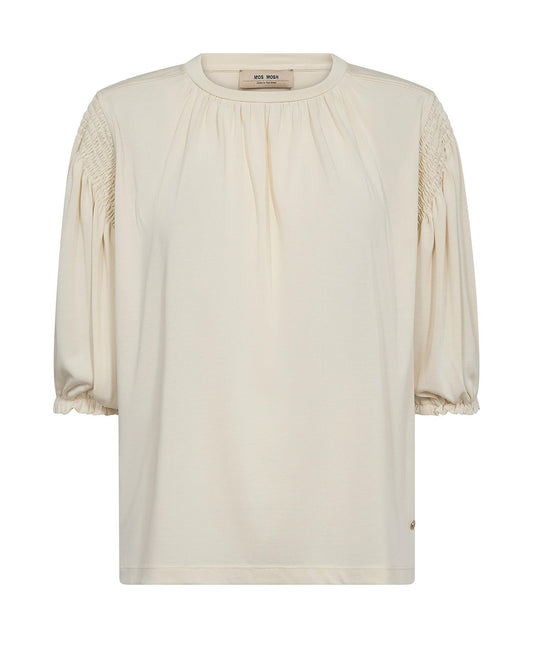 Mos Mosh Jewi 3/4 Sleeve O-neck Tee Ecru
