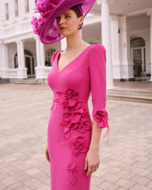 Couture Club 1G1L4 Fuchsia Floral Applique Dress