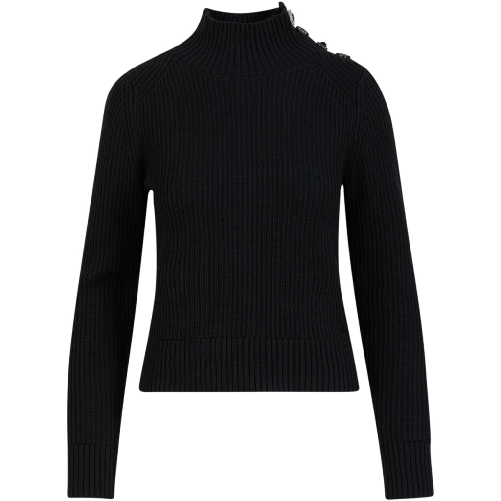 Coster Black Knit Jumper with Button Shoulder Detail 244-2406