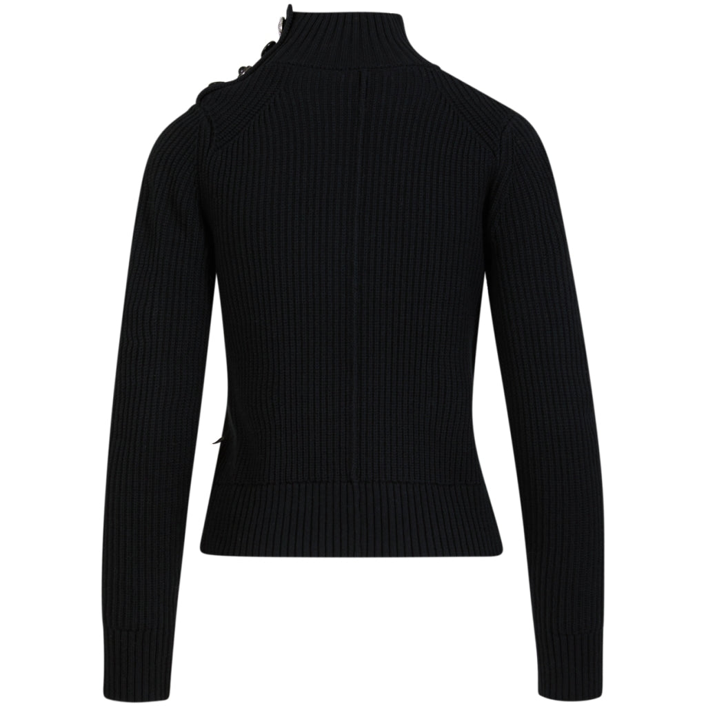 Coster Black Knit Jumper with Button Shoulder Detail 244-2406