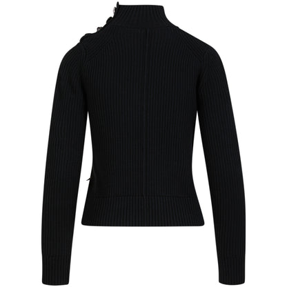 Coster Black Knit Jumper with Button Shoulder Detail 244-2406