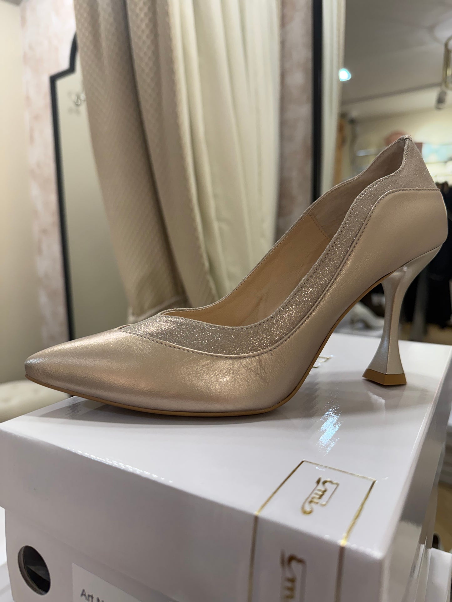 Emis Champagne Cuban Heel Shoe