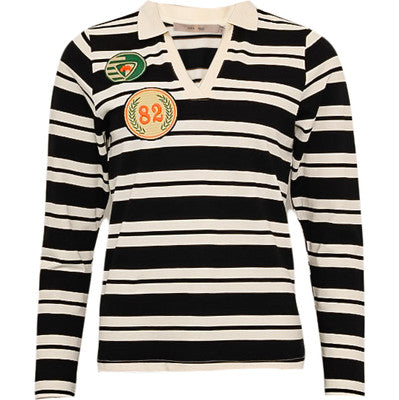 Costa Mani Black Stripe Polo Top