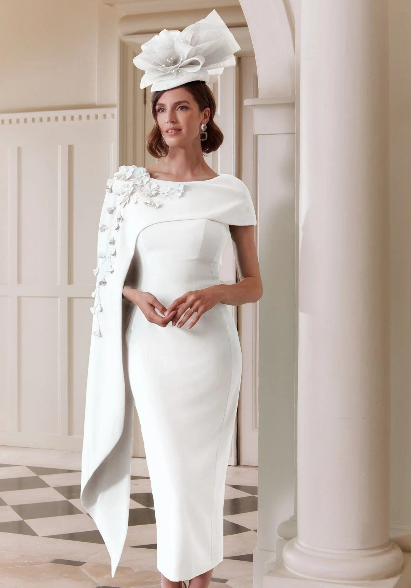 John Charles Ivory Crepe Midi Dress 29303