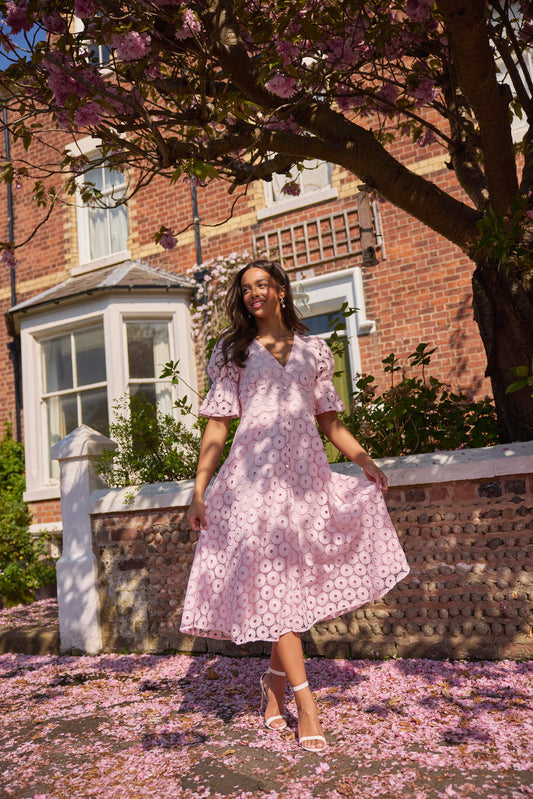 The 8th Sign Callie Bow Back Pale Pink Dress