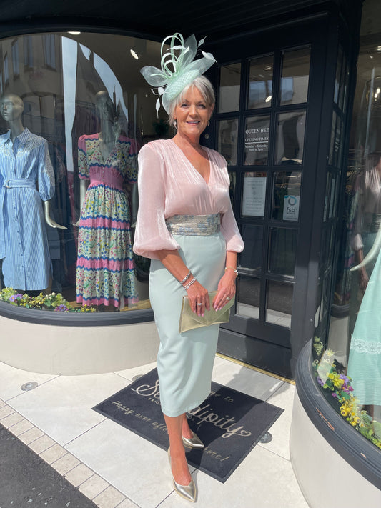 Rolemode Venusa Pink Mint Midi Dress