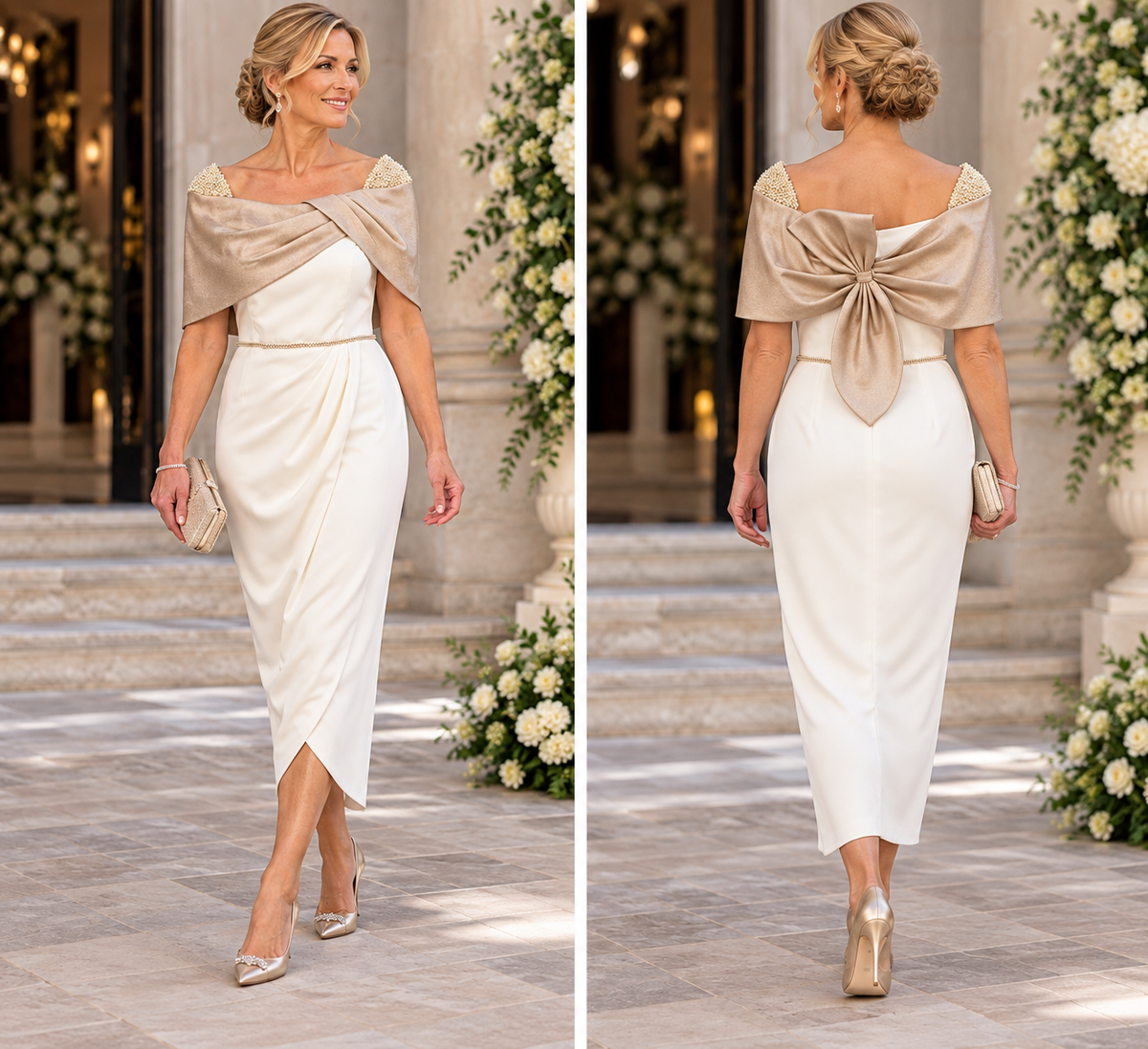 Couture Club 2G212 Ivory and Champagne Dress