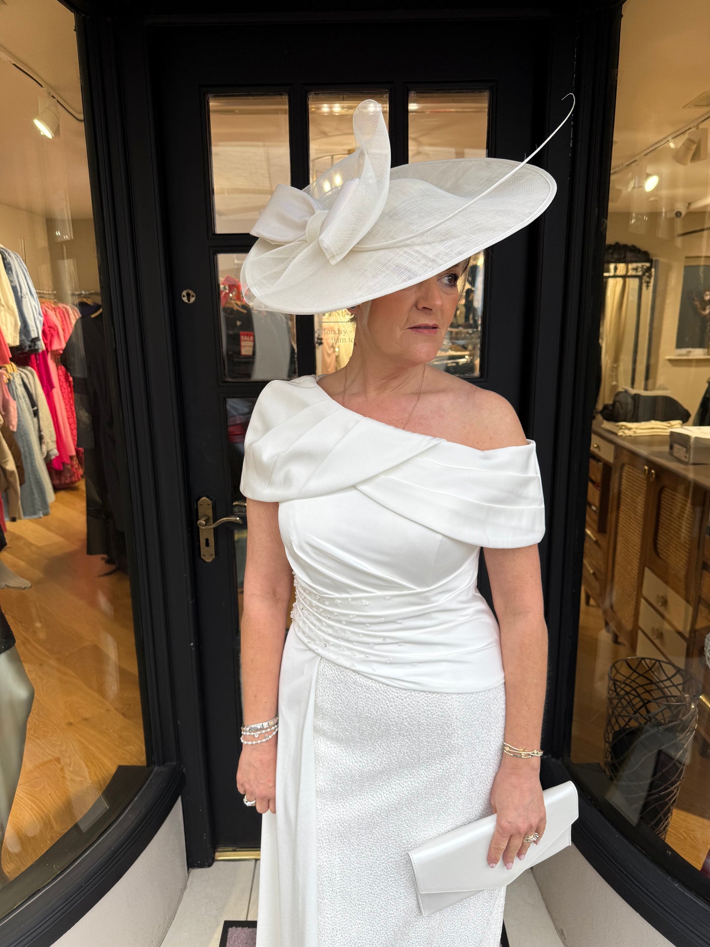 John Charles 29346B Ivory A Line Midi Dress