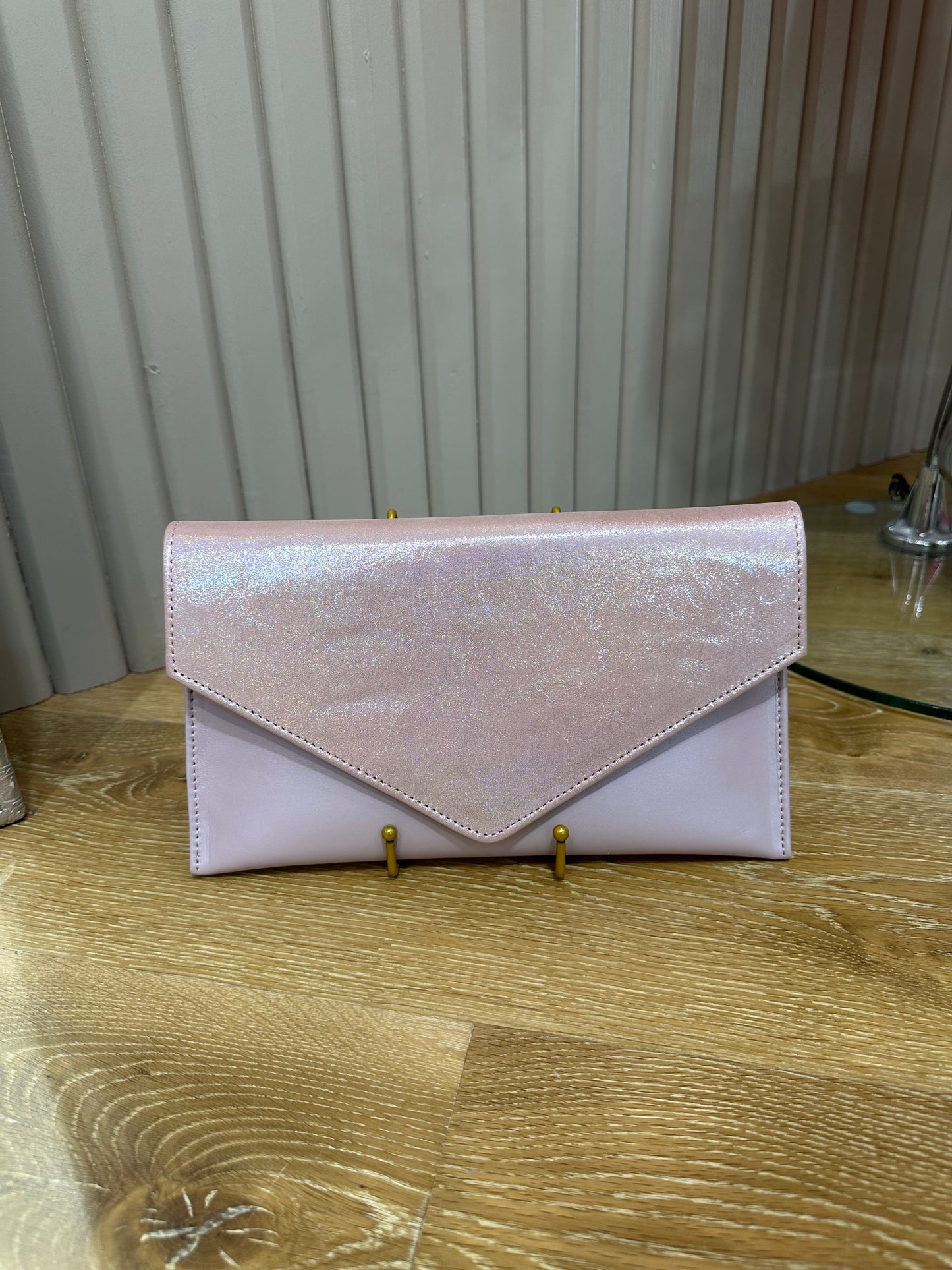 Emis Two Tone Pink Shimmer Envelope Bag