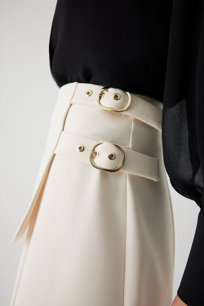 Exquise Aja Cream Skirt with Gold Buckle Style 4115003