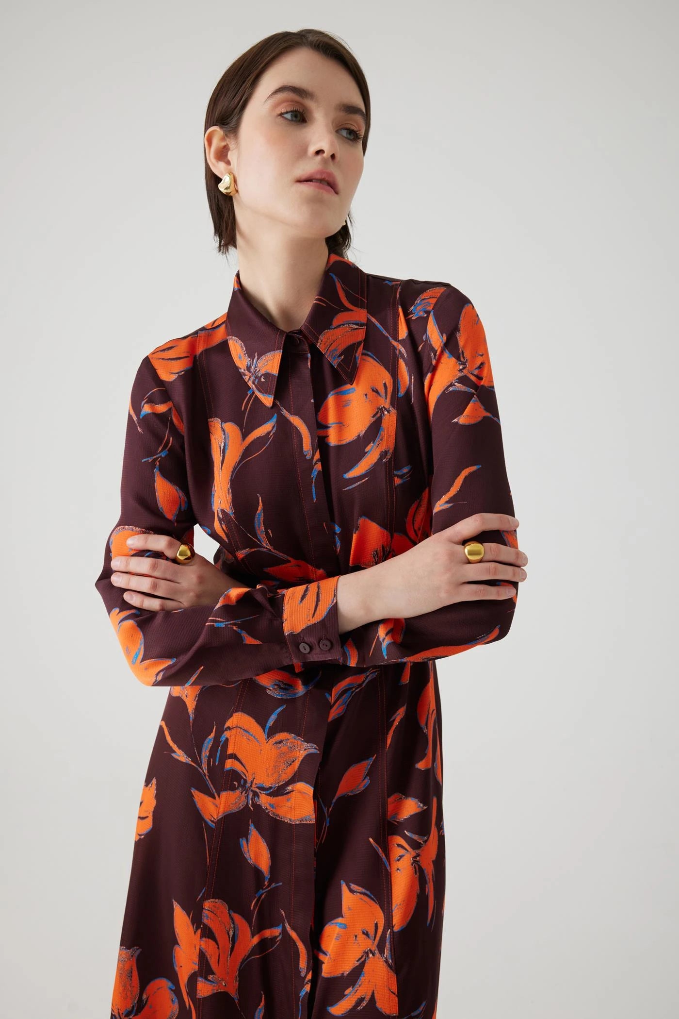 Exquise Amaris Brown and Orange Print Dress 4118030