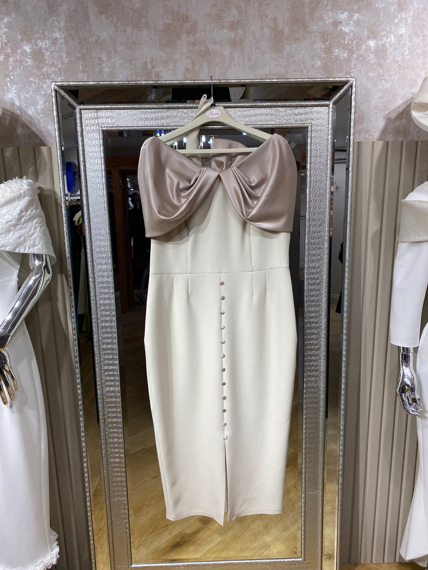 Anoola D442 Buttercream & Sand Satin Dress