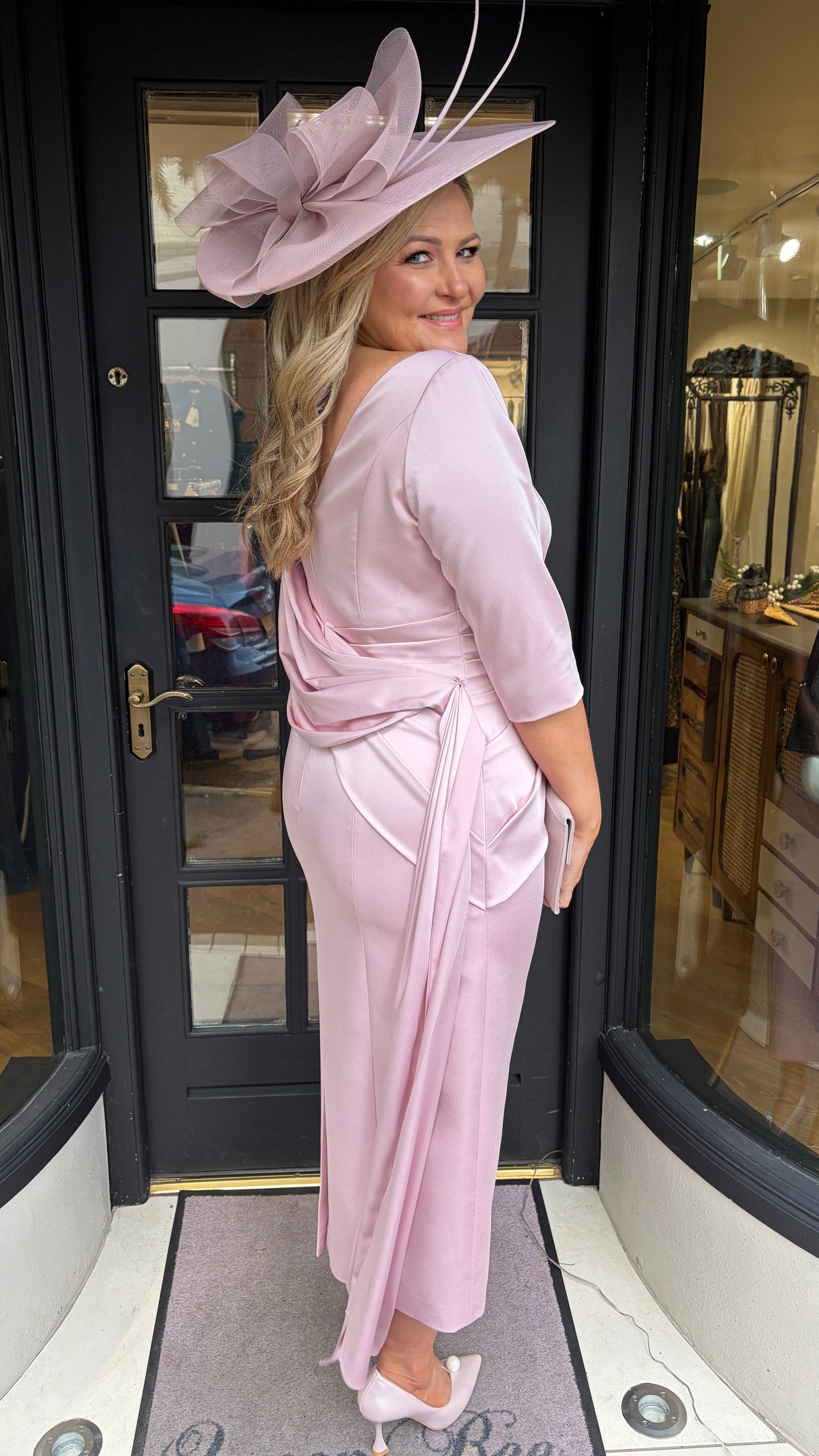 John Charles 29317 Petal and Ivory Midi Dress