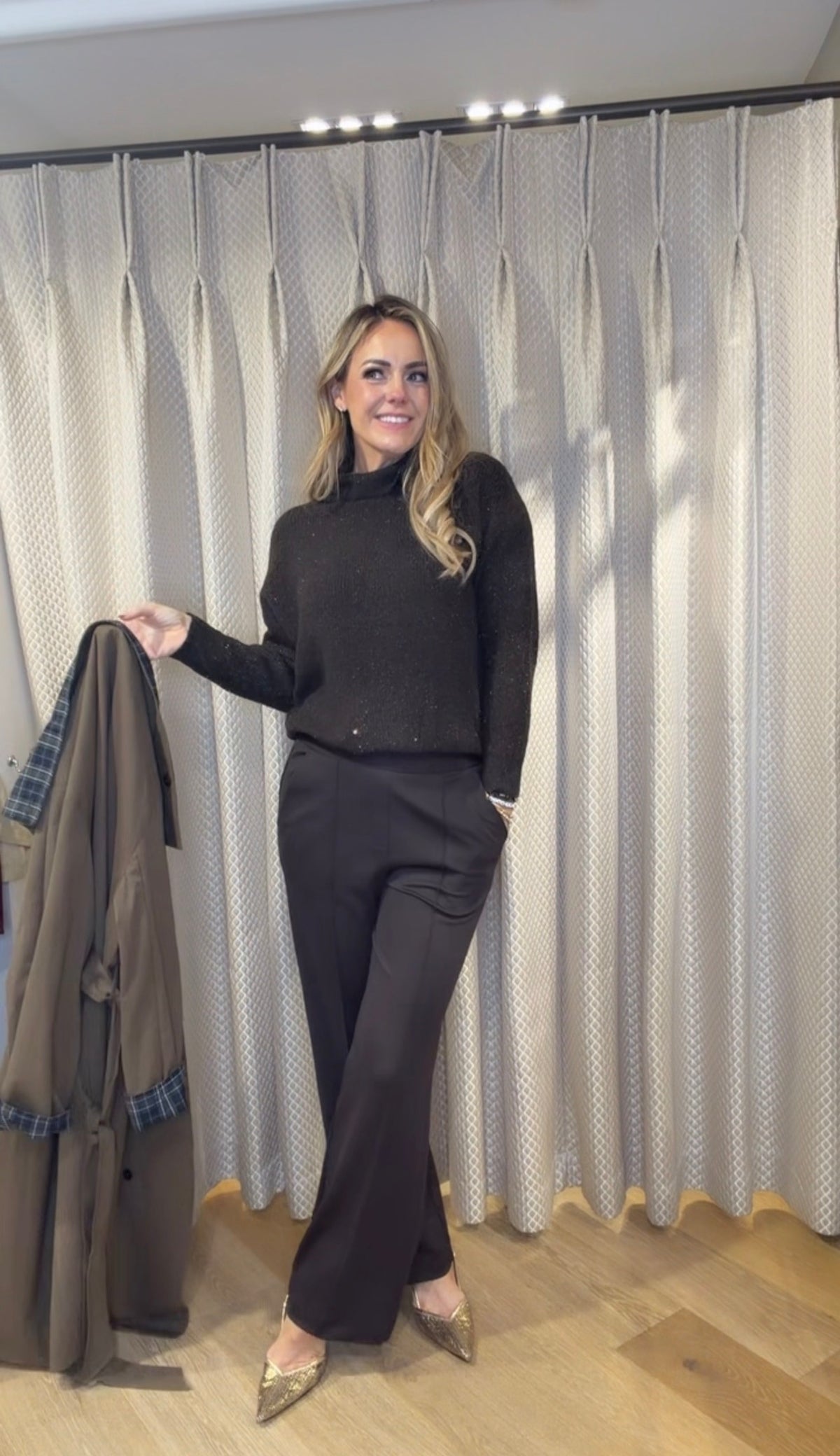 Oui 96566 Chocolate Lacy Trousers