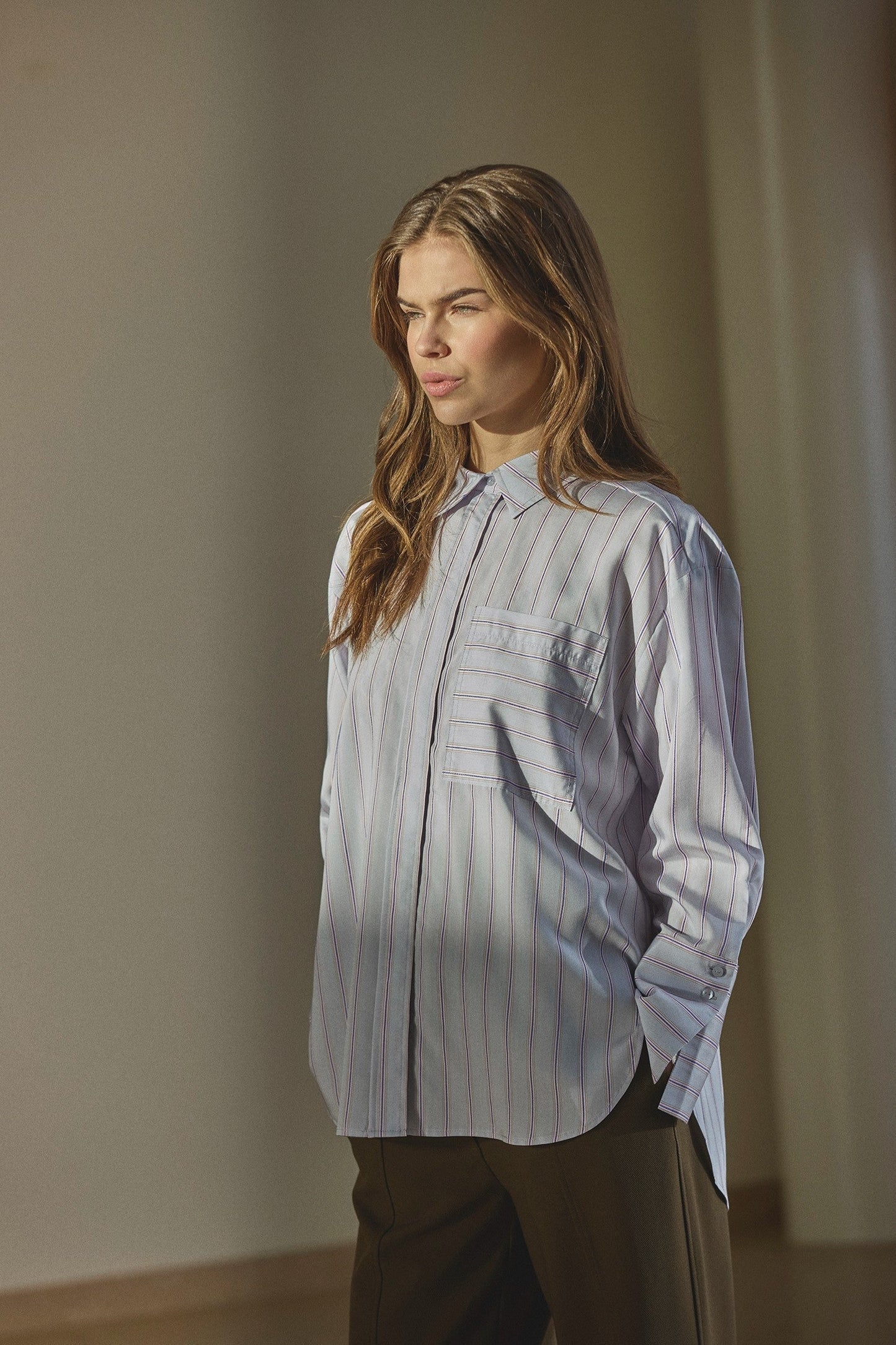 Co'Couture Nolie Pale Blue Stripe Shirt