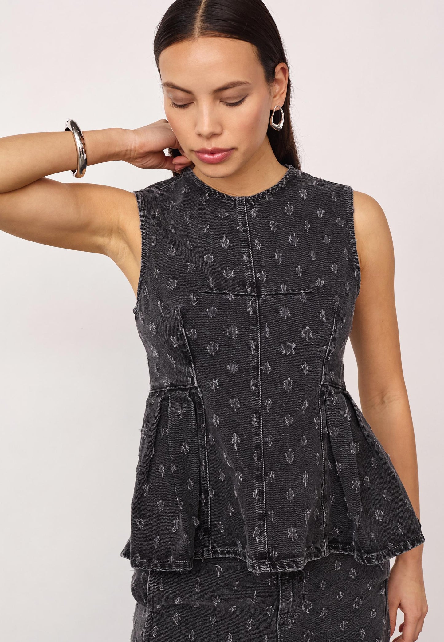 Co' Couture Derri Mid Grey Dot Top