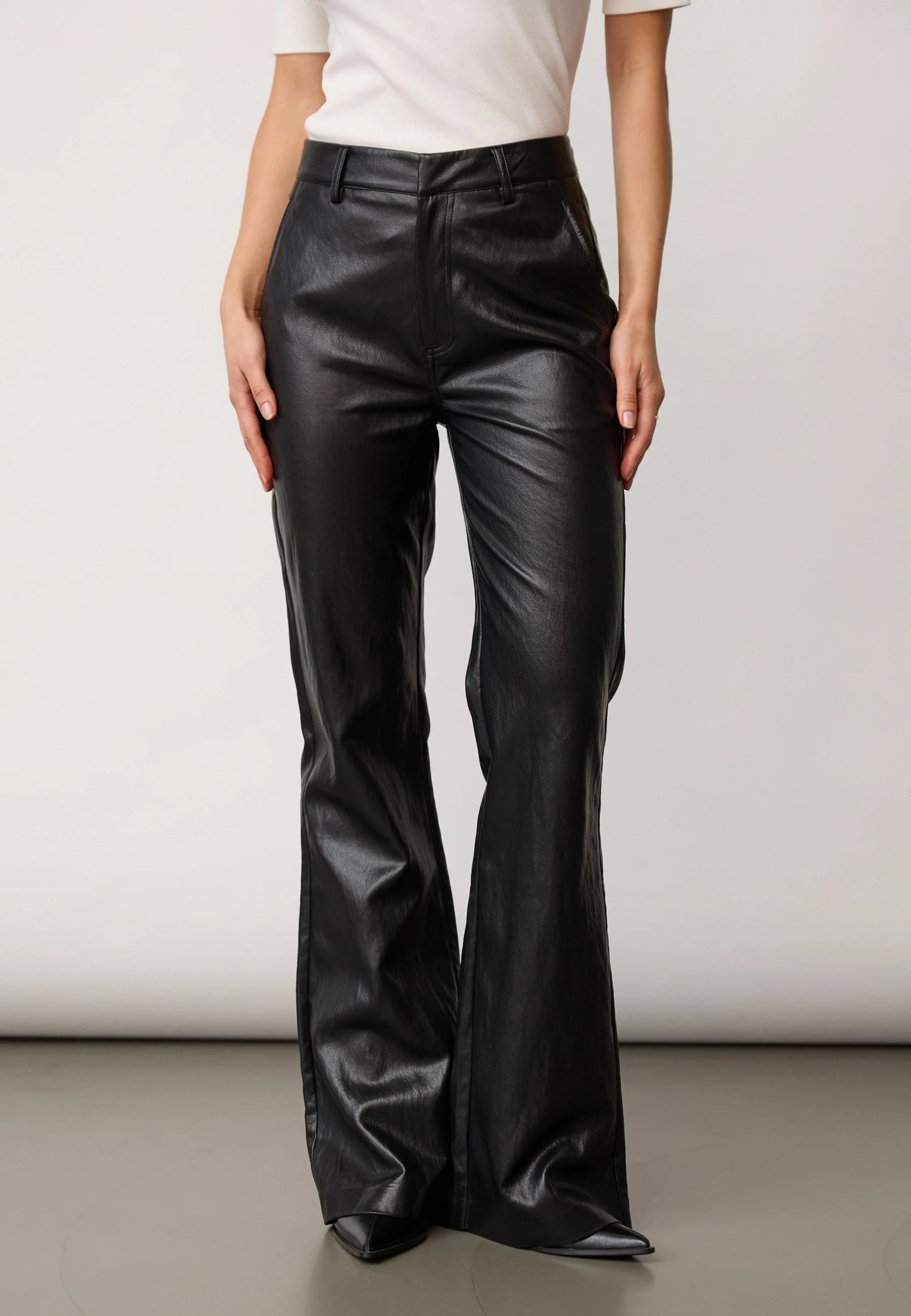 Co' Couture Gitt  Black Leather Flare Trousers
