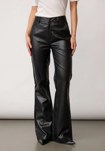 Co' Couture Gitt  Black Leather Flare Trousers