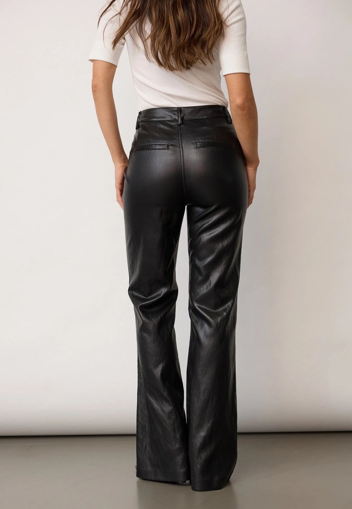Co' Couture Gitt  Black Leather Flare Trousers