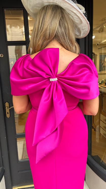 Anoola D438 Fuchsia Satin Dress