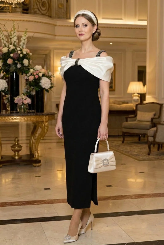 Anoola D485 Black and Ivory Dress