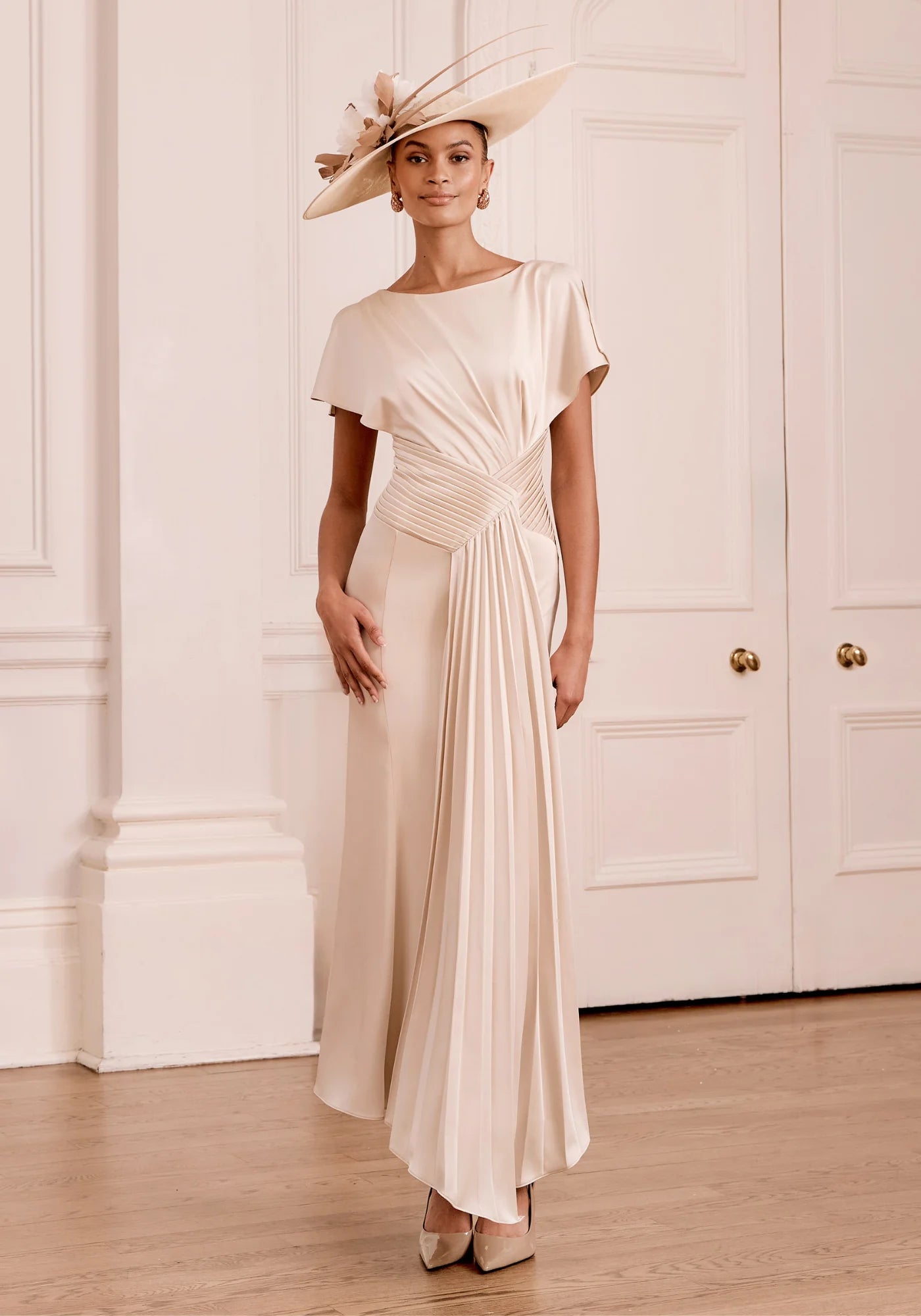 John Charles 66783 Ecru Midi Dress