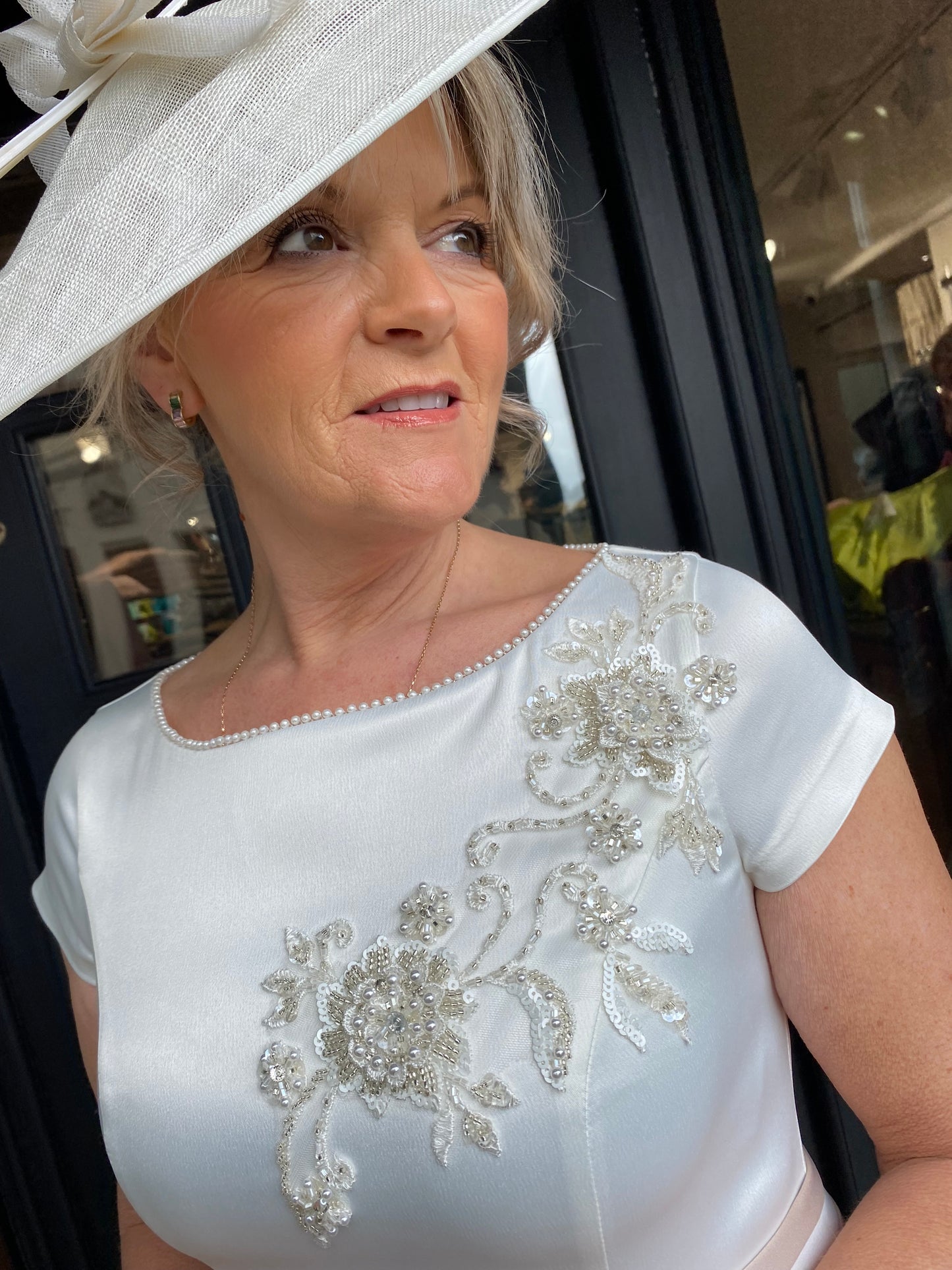 Anoola D449 Ivory and Mink Dress