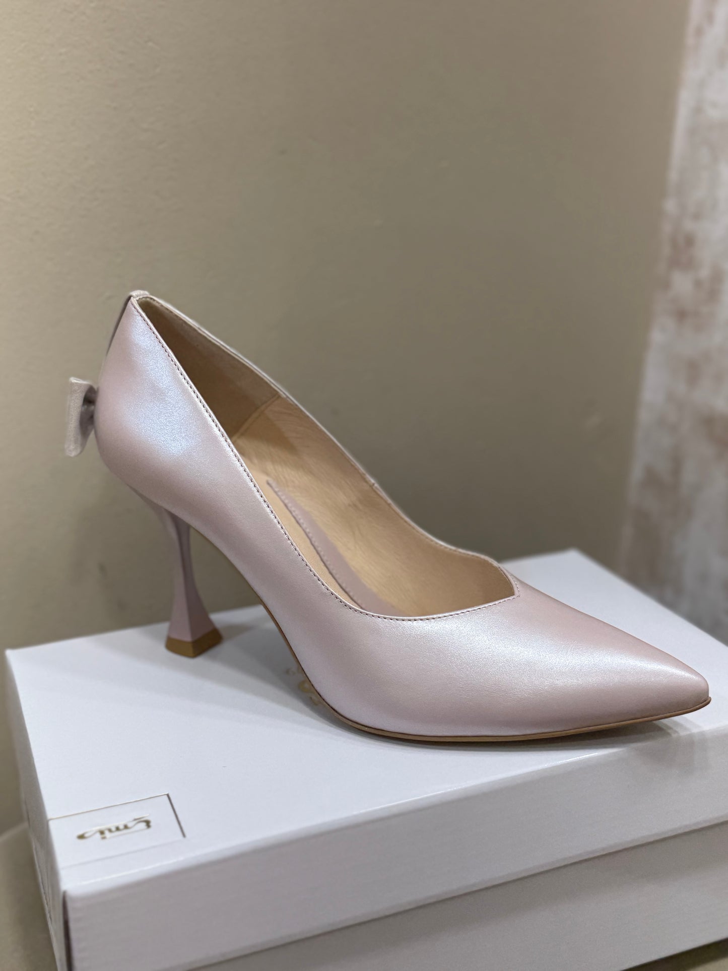 Emis Pink Back Bow High Heel Shoe
