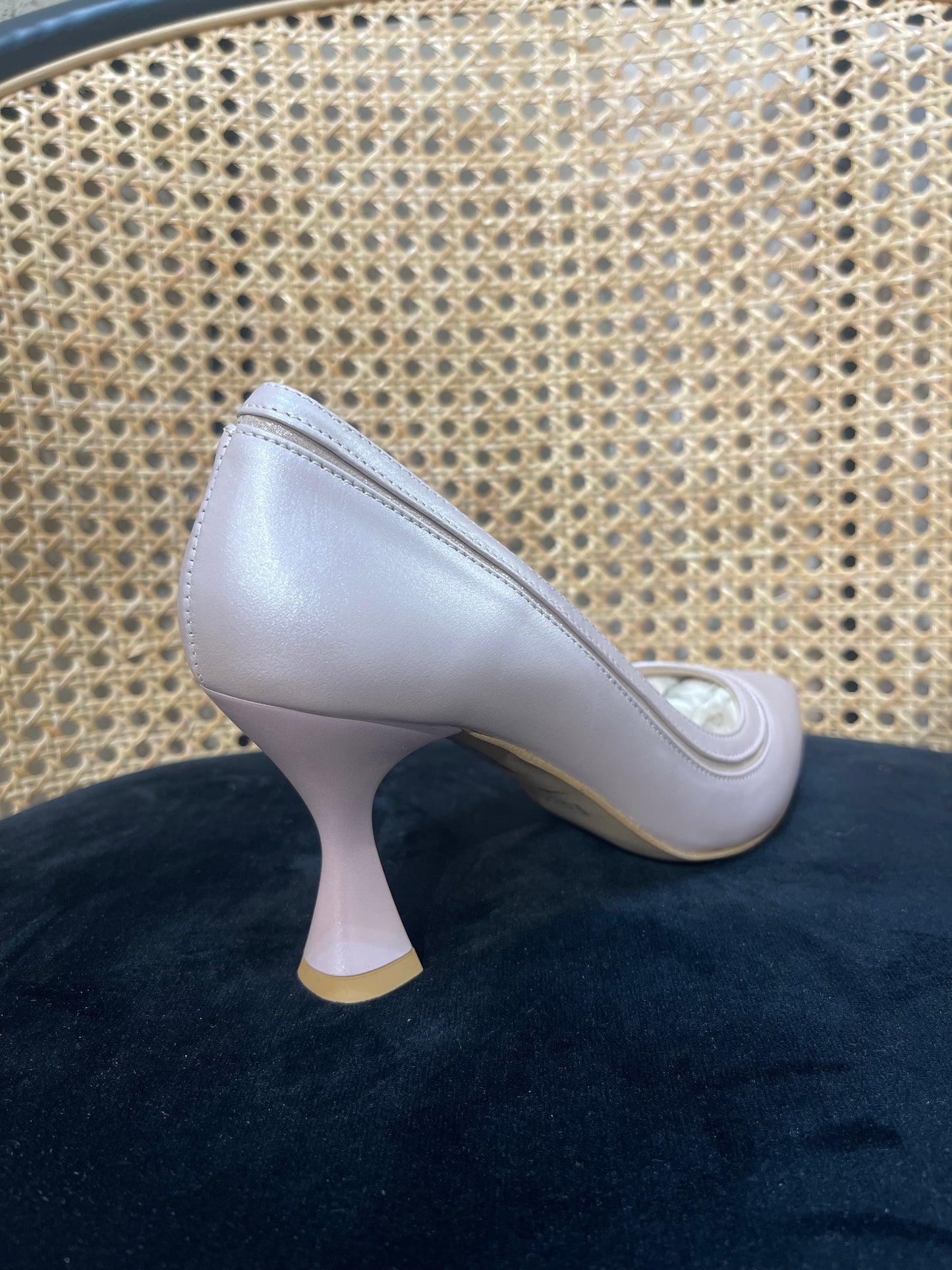 Emis Pink Shimmer Trim Low Heel