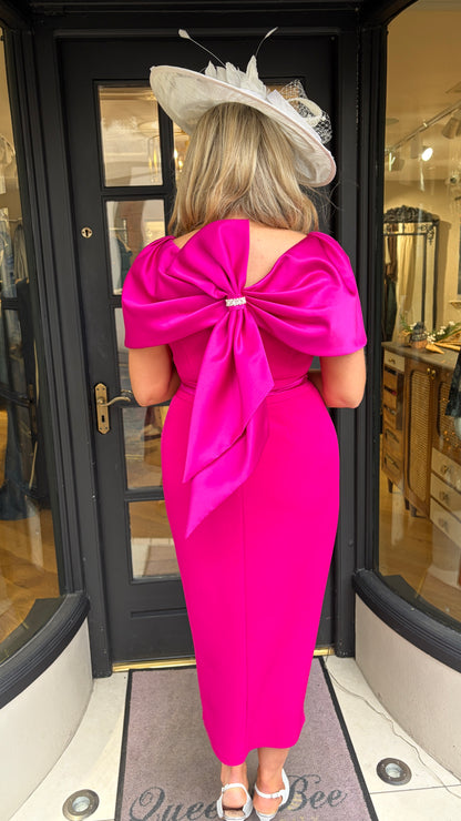Anoola D438 Fuchsia Satin Dress