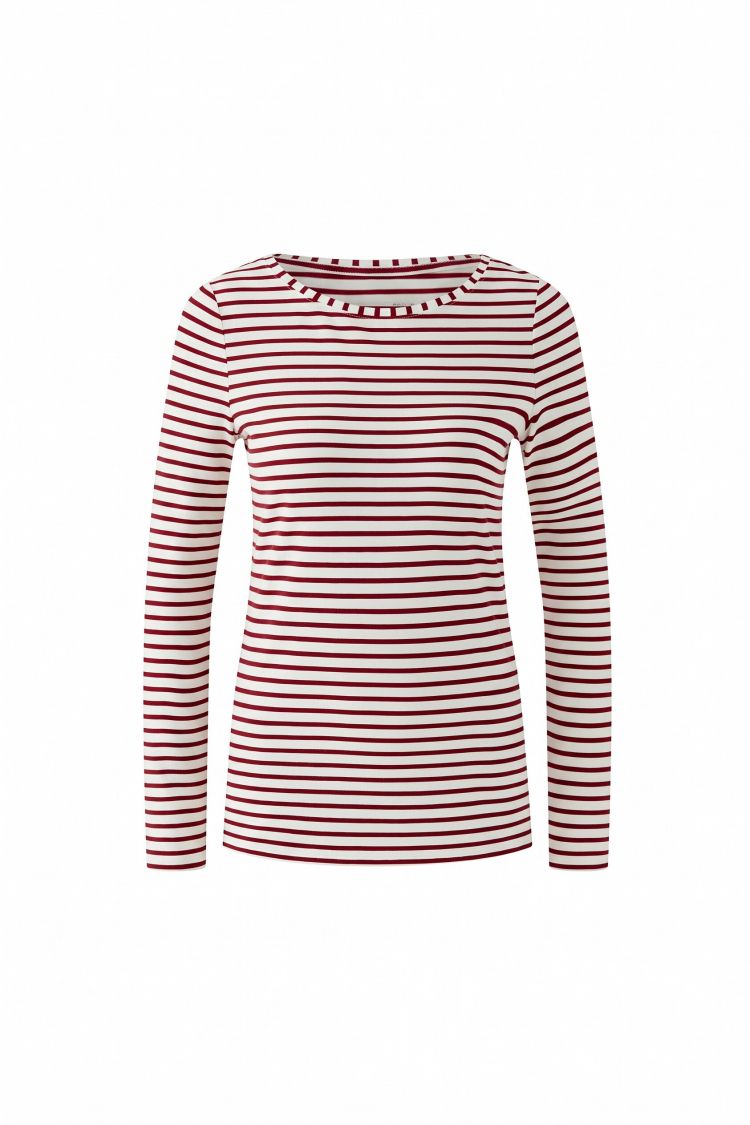 Oui 88220 Dark Red Striped Long Sleeved Top