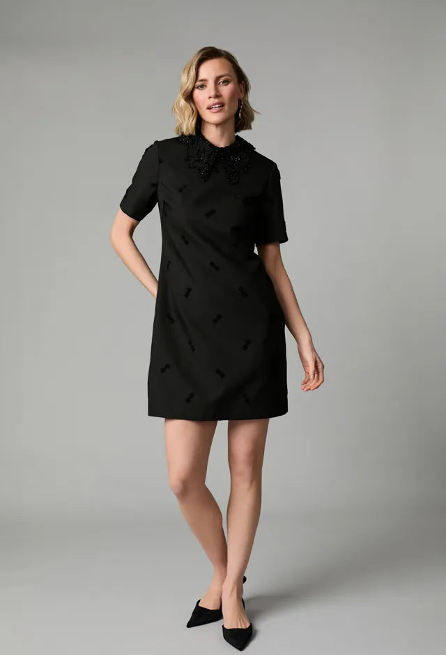 Fee G 884B/146 Black Beaded Collar Dress