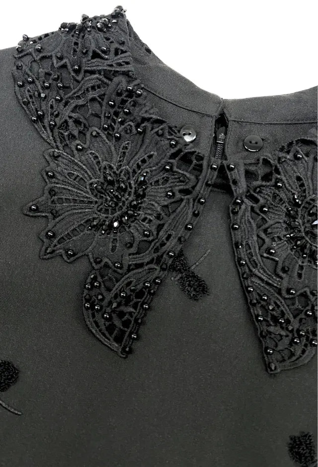 Fee G 884B/146 Black Beaded Collar Dress