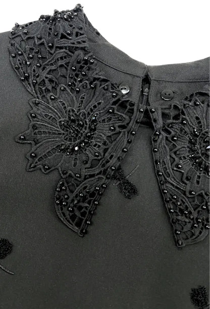 Fee G 884B/146 Black Beaded Collar Dress