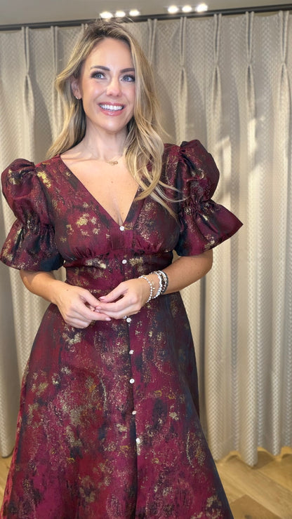 The 8th Sign Callie OxBlood Metallic Skater Dress