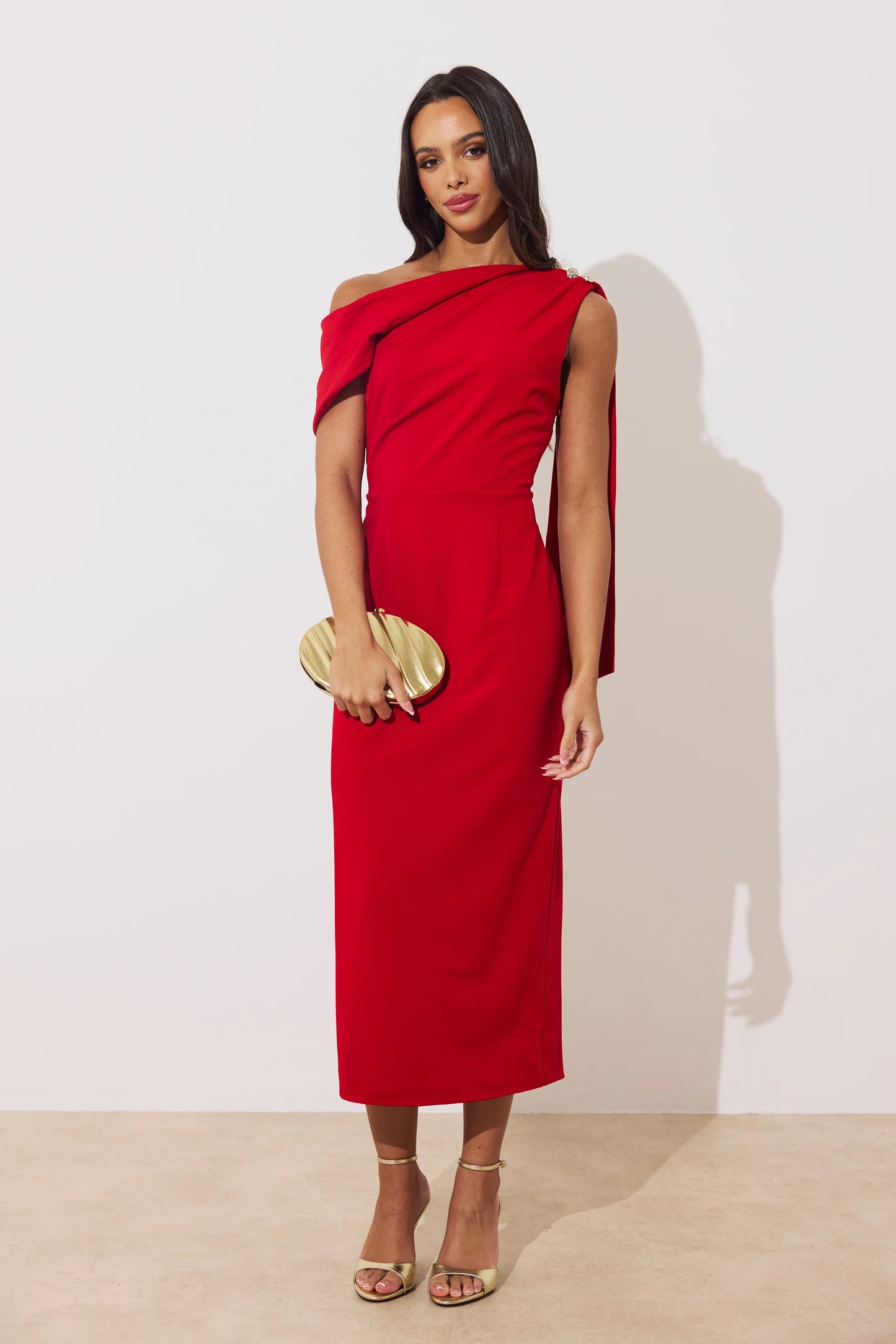 The 8th Sign Eleni Red Midi Dress
