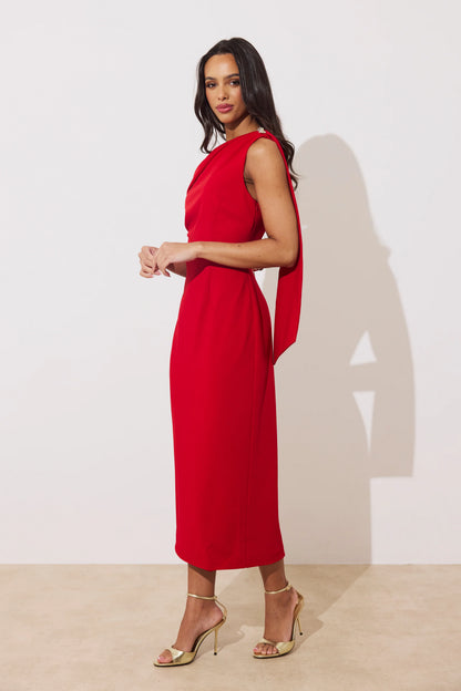 The 8th Sign Eleni Red Midi Dress