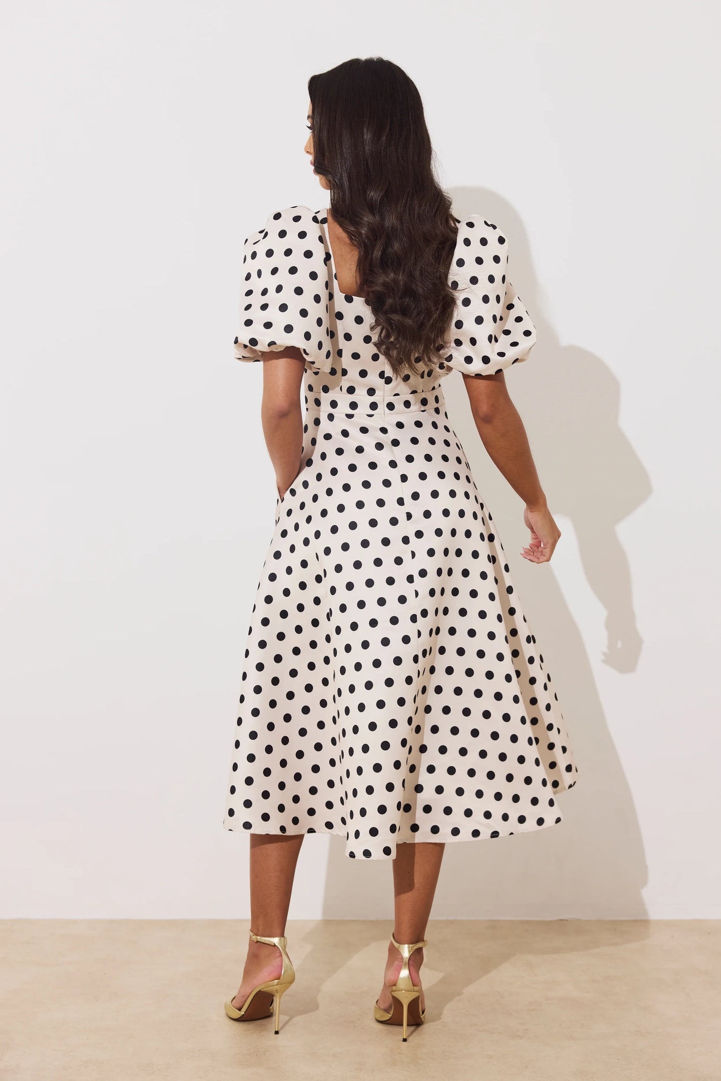 8th Sign Audrey Polka Dot Champagne Dress
