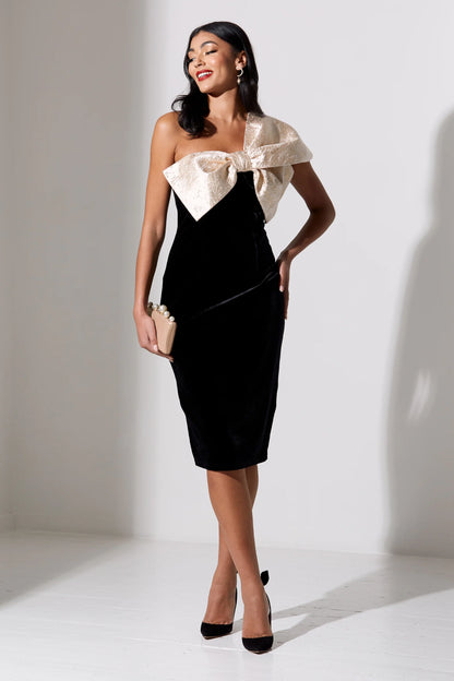 The 8th Sign Raphelite Black Velvet Bow Dress