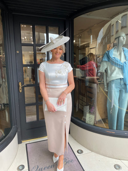 Anoola D449 Ivory and Mink Dress