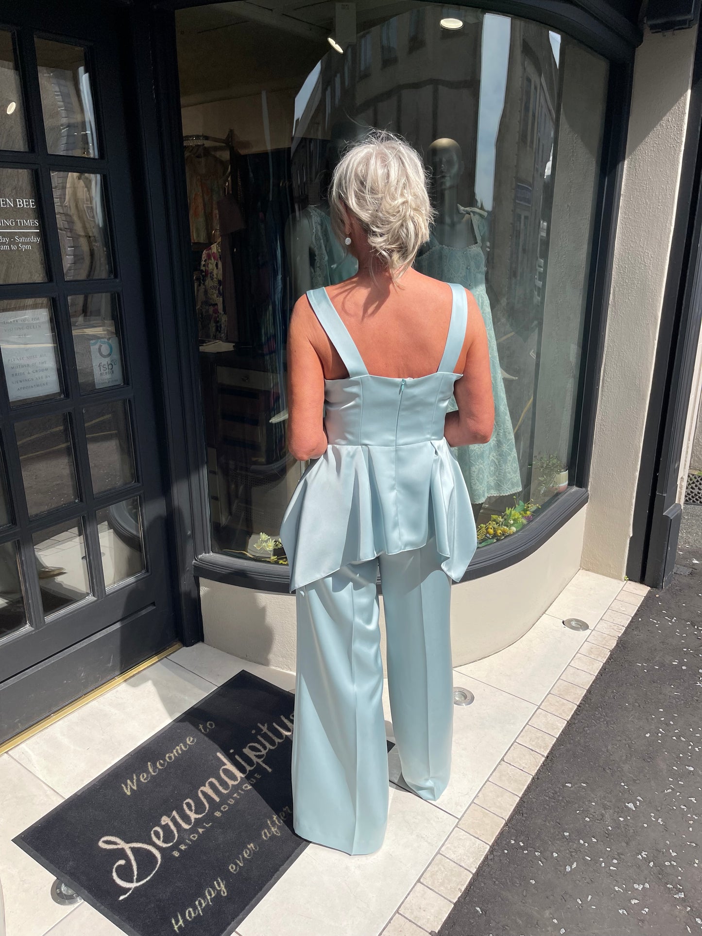 Badoo Mint Top and Trouser 2 Piece Gold Button Detail