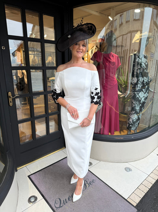 John Charles 29314 Black/Ivory Midi Dress