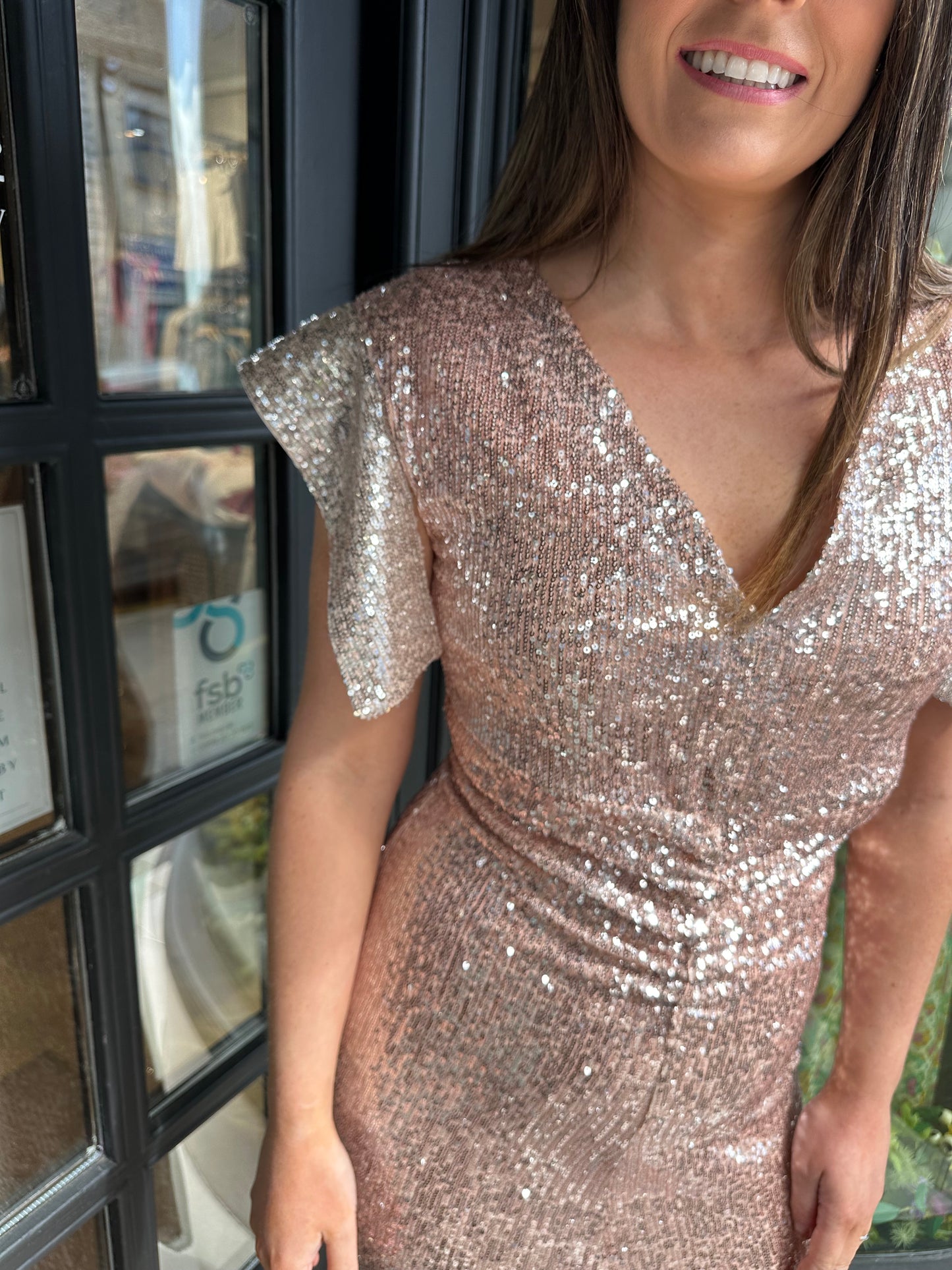 Caroline Kilkenny Pink Logan Sequin Dress
