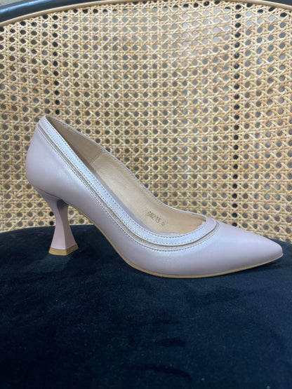 Emis Pink Shimmer Trim Low Heel