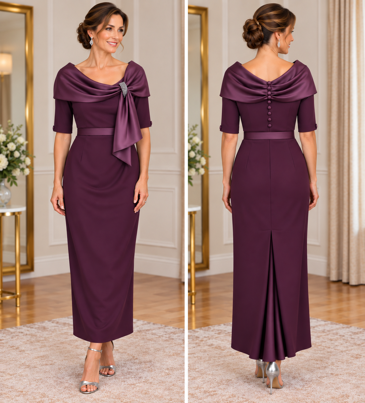 Anoola D474 Plum Dress