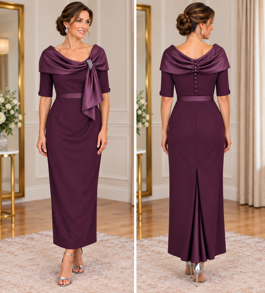 Anoola D474 Plum Dress